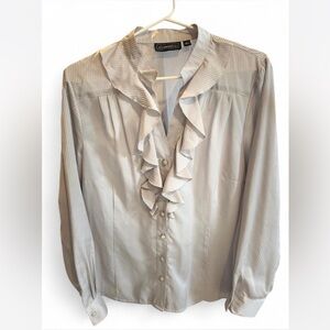Elementz Women's Light Gray Ruffled Blouse